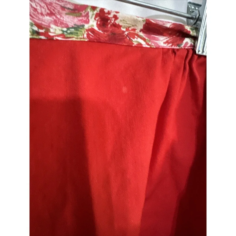 Unbranded Half Apron Women OS Red Excellent‎ Floral Pocket Rickrack Retro Cotton